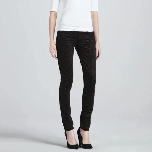 Paige USA NEW Velvet Verdugo Honeycomb Ultra Skinny Jeans Black Gold Womens 🎉HP - Picture 2 of 15